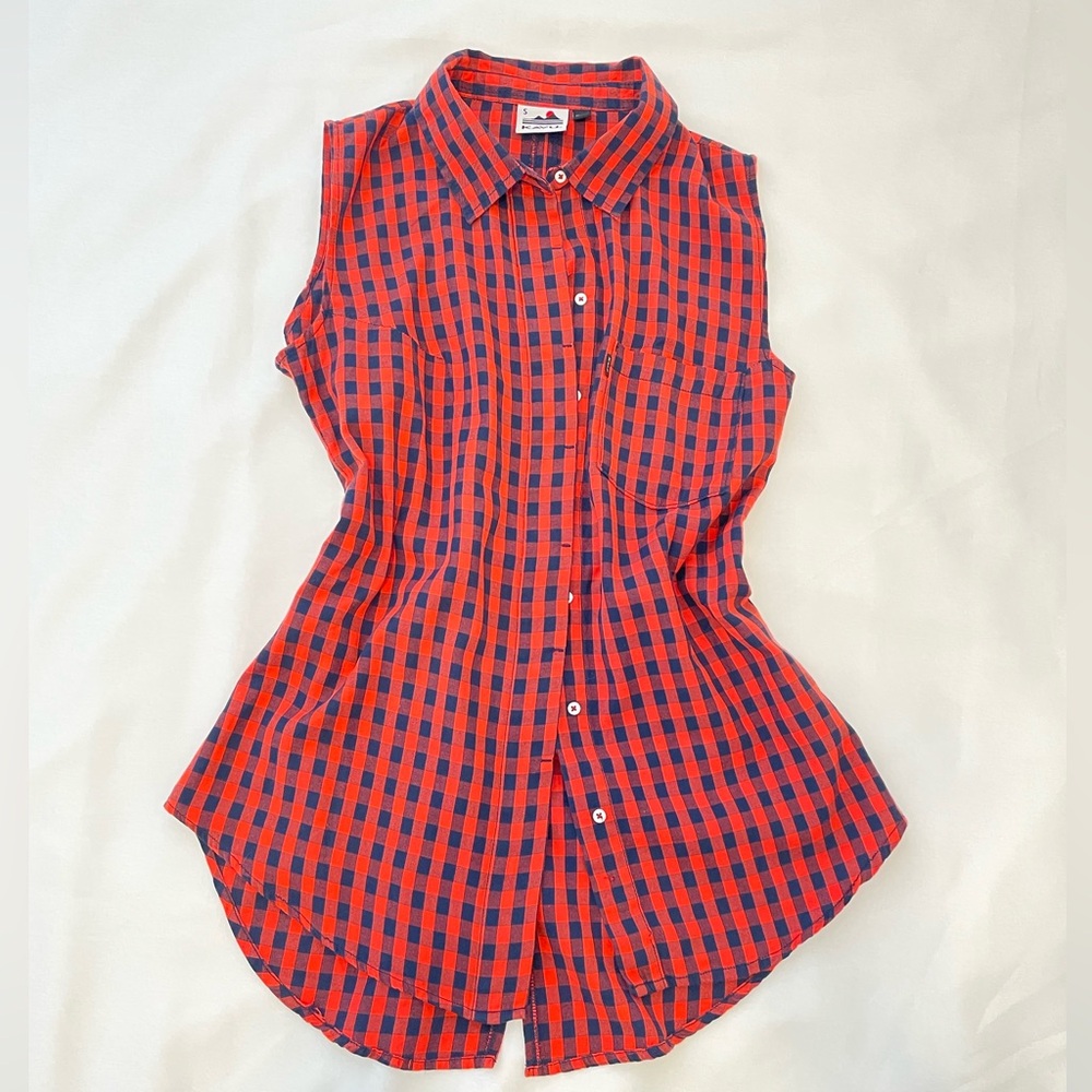 Plaid cotton check shirt sleeveless, Kavu
